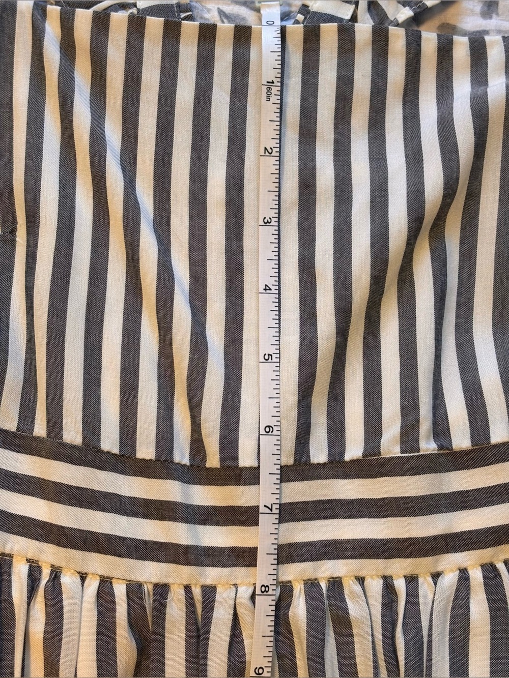 Madewell Ruffle Strap Lined Empire Dress Grey and White Stripes Women’s Size 0 - Picture 12 of 14